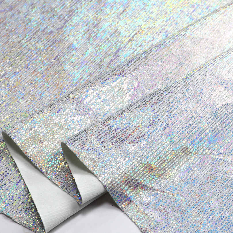 ধাতব ক্র্যাকল ইরিডিসেন্ট জুতা ব্যাগ পিইউ ফাক্স লেদার ফ্যাব্রিক